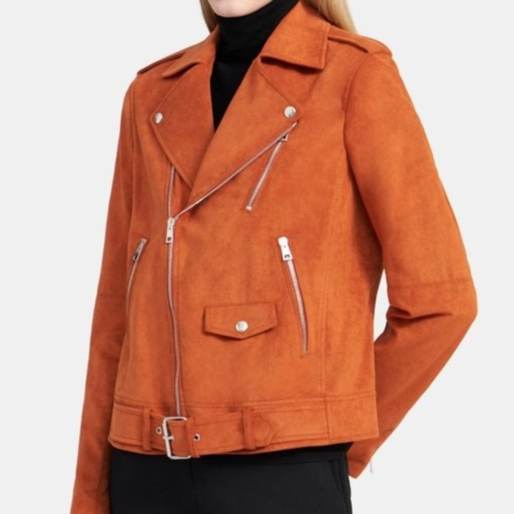 THEORY Faux Suede Modern Moto Jacket - Picture 3 of 5